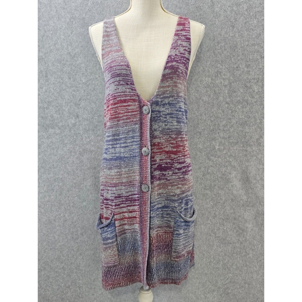 Mudd Y2K Space Dye Knit Cardigan Sweater Vest Duster Boho Womens Juniors XL